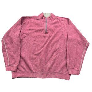 Tommy‎ Bahama Mens Quarter Zip Pullover Sweatshirt Pink Heathered XL |J1